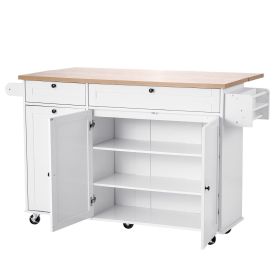 60in Kitchen Island Cart Rolling Storage Cabinet Table with Drawer Drop Leaf